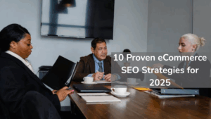 Business-team-reviewing-eCommerce-SEO-strategies-for-2025